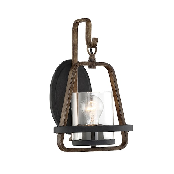 Designers Fountain Ryder 8.75in 1-Light Forged Black Rustic Indoor Vanity with Clear Glass Shade 93501-FB - main